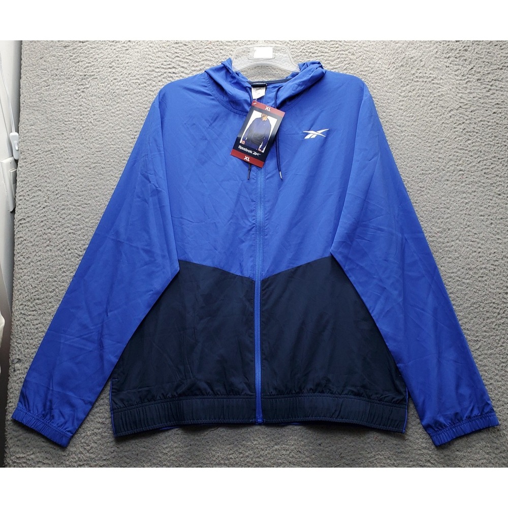 Reebok Windbreaker Jacket Mens XL Multi Colorblock Hooded Full Zip 3RSMJ1706